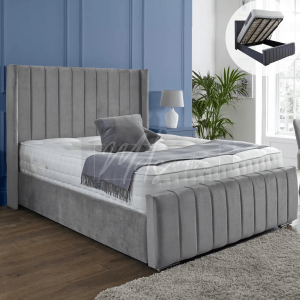 High End Italian Nubuck Gathered Upholstered Designer Bed – Luxurious, Contemporary Elegance