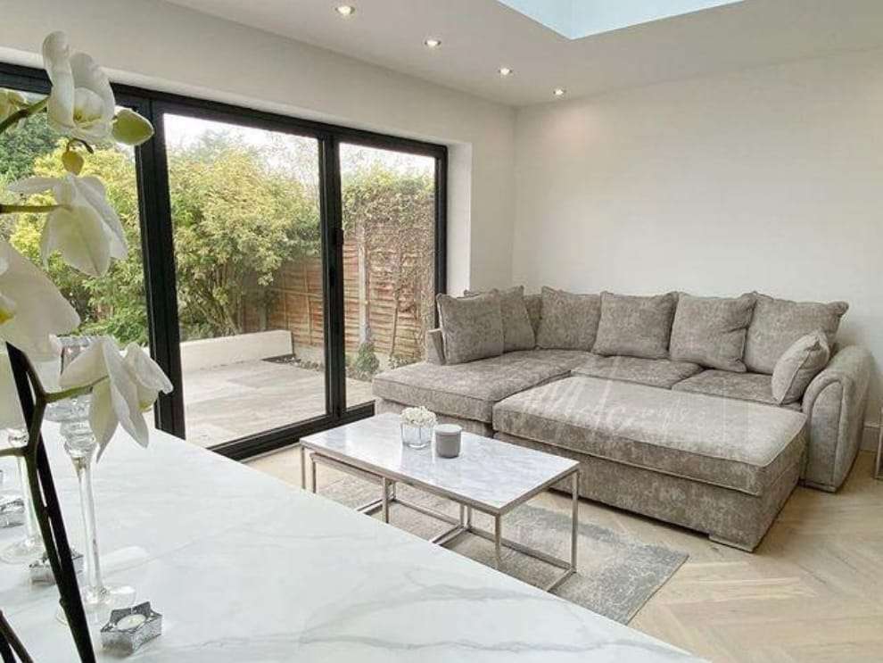 Chiswick corner sofa with large stool left/right handed