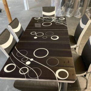 BLACK BUBBLE DINING TABLE AND CHAIRS