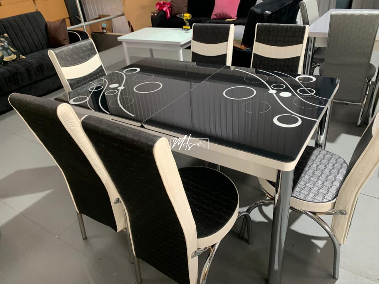Black Bubble Turkish Style Dining Table & Chair