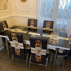 Black Gold Turkish Style Dining Table & Chair