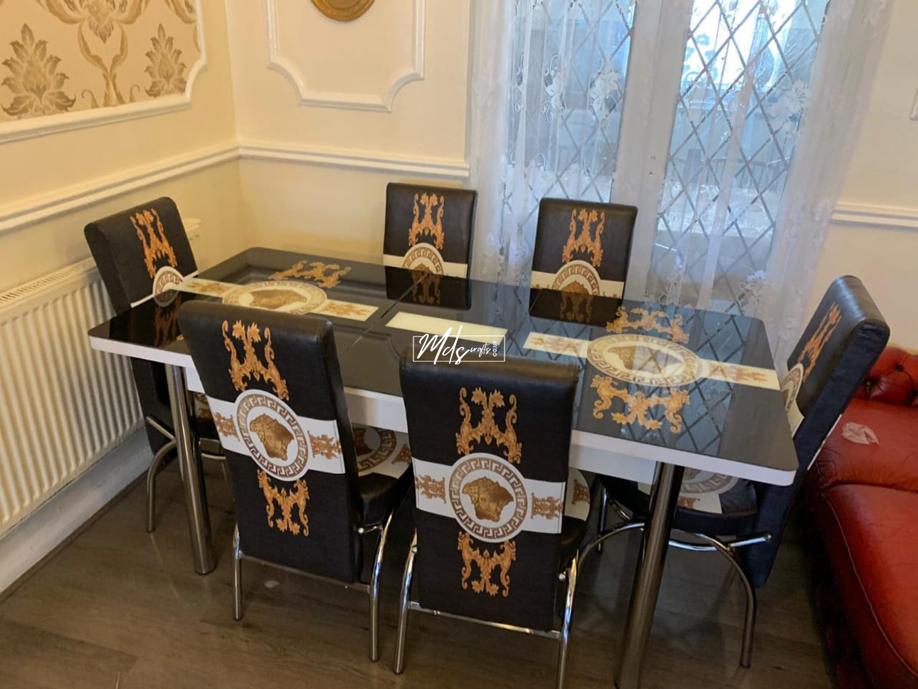 Black Gold Turkish Style Dining Table & Chair