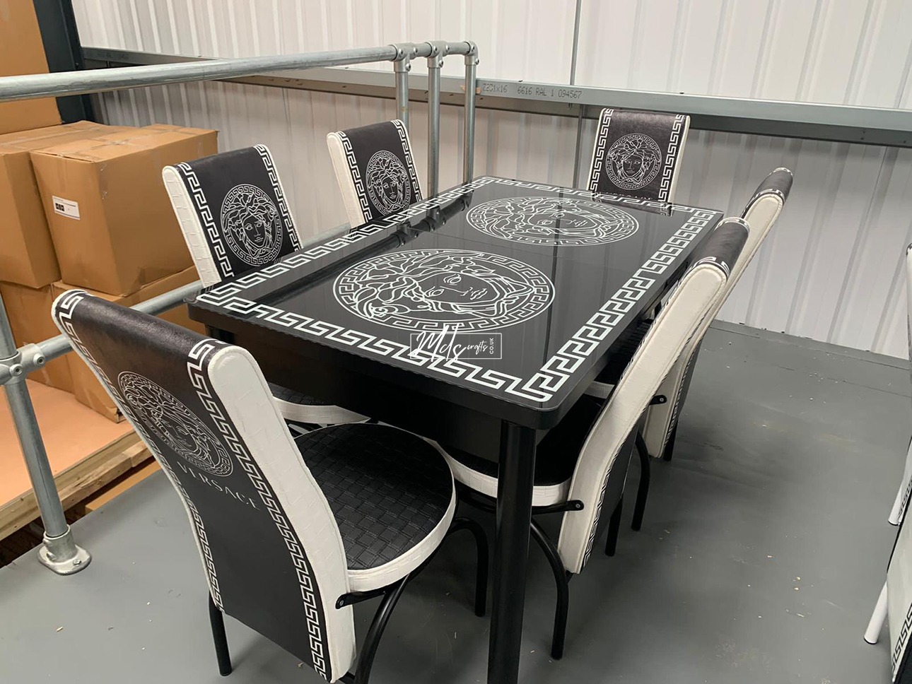 Black Versace Turkish Style Dining Table & Chair
