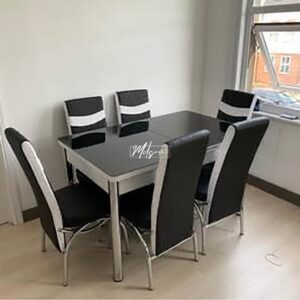 Black & White Turkish Style Dining Table & Chair