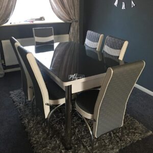 Grey White Turkish Style Dining Table & Chair