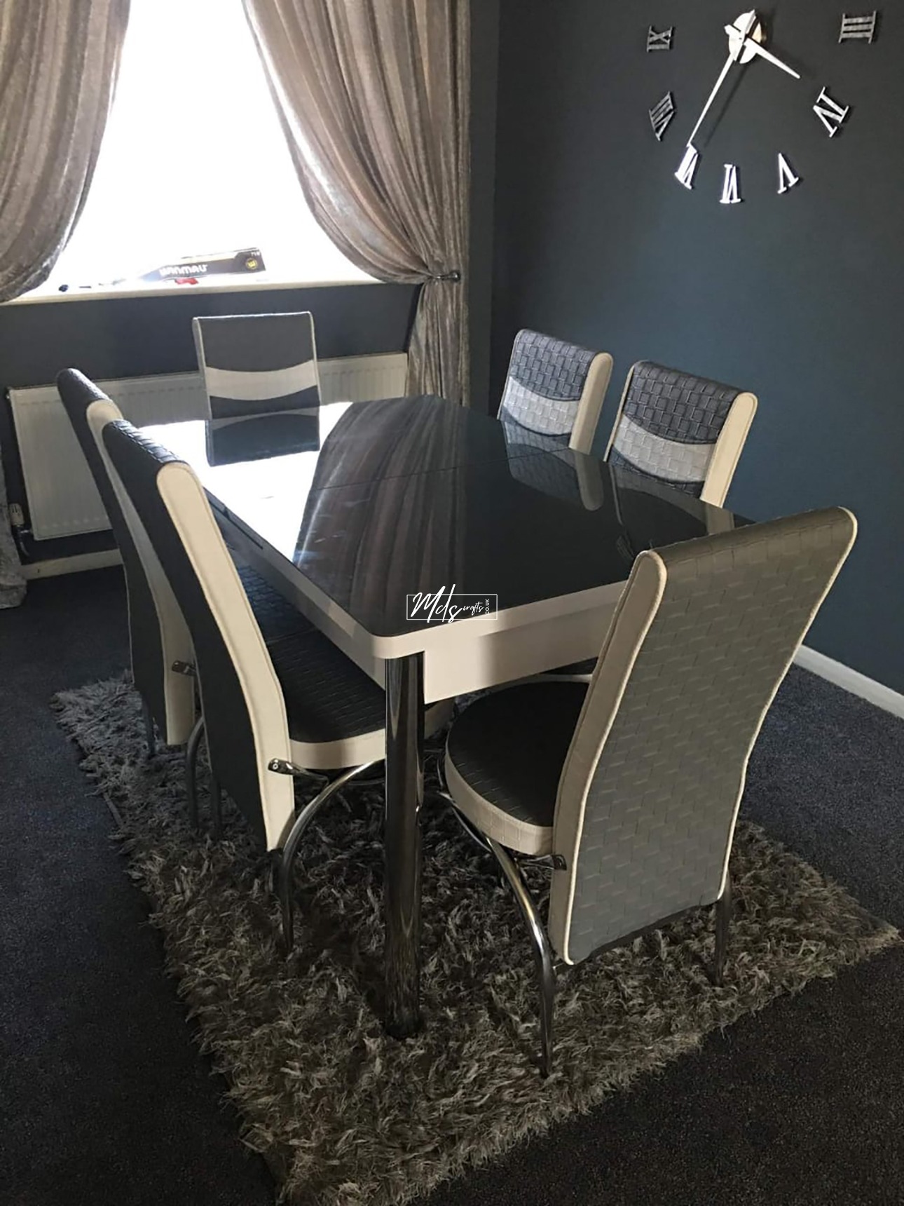 Grey White Turkish Style Dining Table & Chair