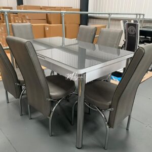 Plain Grey Turkish Style Dining Table & Chair