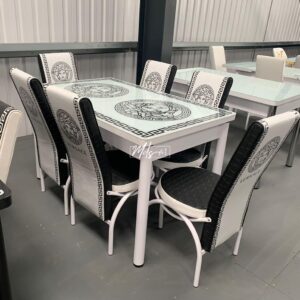 White Versace Turkish Style Dining Table & Chair