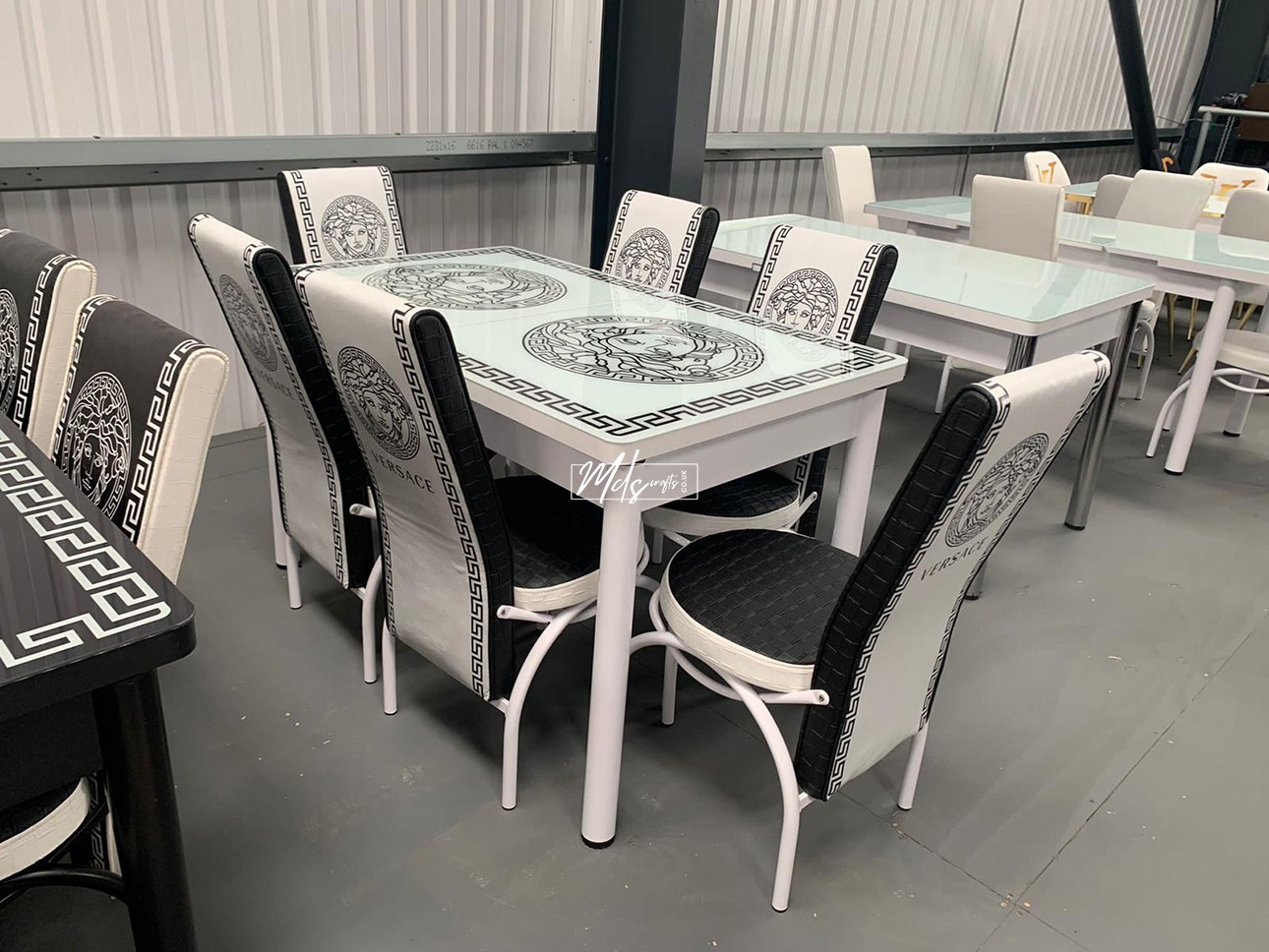 White Versace Turkish Style Dining Table & Chair